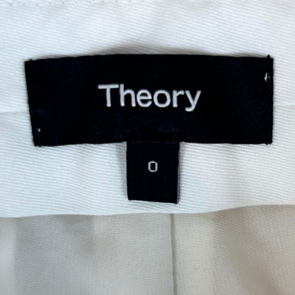 Theory Ivory Admiral Crepe HW Slim Crop Tapered Trousers Size 0 O0109229 - Picture 3 of 8